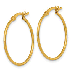 Sterling Silver Gold-tone Polished 1.25mm x 25mm Round Tube Hoop Earrings