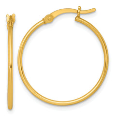 Sterling Silver Gold-tone Polished 1.25mm x 25mm Round Tube Hoop Earrings