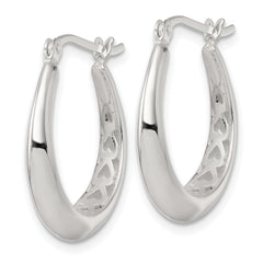 Sterling Silver Polished Knife Edge Tapered Oval Hoop Earrings
