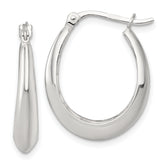 Sterling Silver Polished Knife Edge Tapered Oval Hoop Earrings