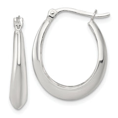 Sterling Silver Polished Knife Edge Tapered Oval Hoop Earrings