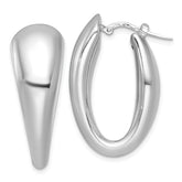 Sterling Silver Rhodium-plated Polished Oval Graduated Hollow Hoop Earrings