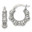 Sterling Silver Antiqued Textured Bamboo Round Hoop Earrings