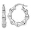 Sterling Silver Rhodium-plated Polished Bamboo Round Hoop Earrings