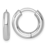 Sterling Silver Rhodium-plated Polished 3.5x18mm Round Hinged Hoop Earrings