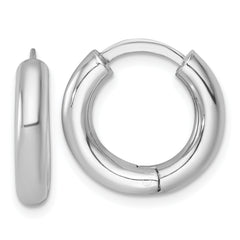 Sterling Silver Rhodium-plated Polished 3.5x18mm Round Hinged Hoop Earrings