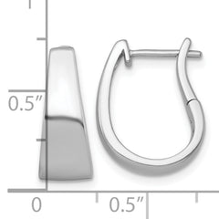 Sterling Silver Rhodium-plated Polished Tapered Hinged Hoop Earrings