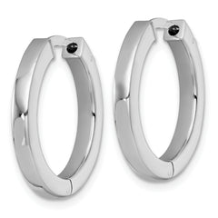 Sterling Silver Rhodium-plated Polished 3x23mm Hinged Square Tube Hoop Earrings