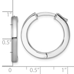 Sterling Silver Rhodium-plated Polished 3x23mm Hinged Square Tube Hoop Earrings