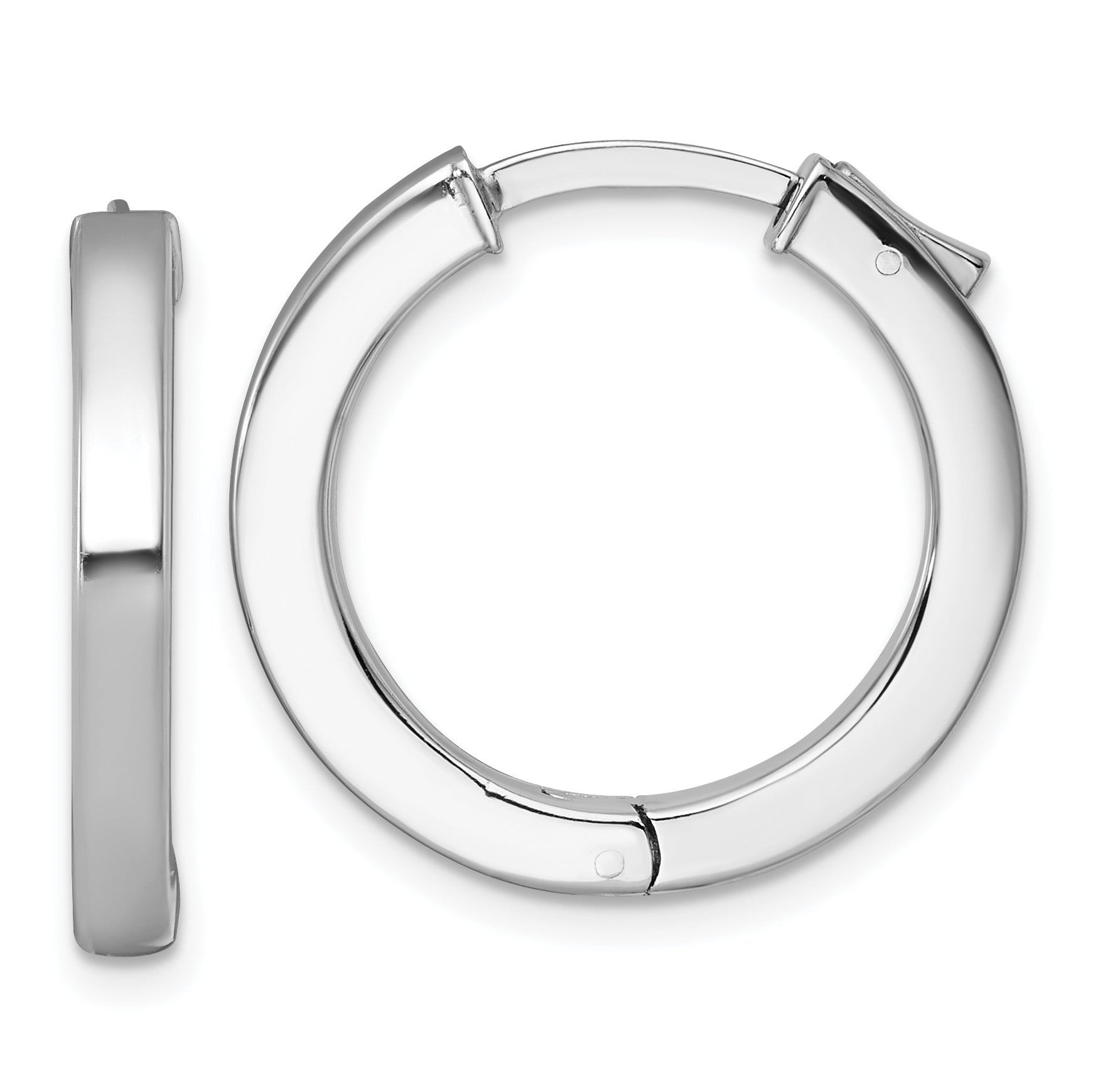 Sterling Silver Rhodium-plated Polished 3x23mm Hinged Square Tube Hoop Earrings