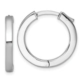 Sterling Silver Rhodium-plated Polished 3x23mm Hinged Square Tube Hoop Earrings