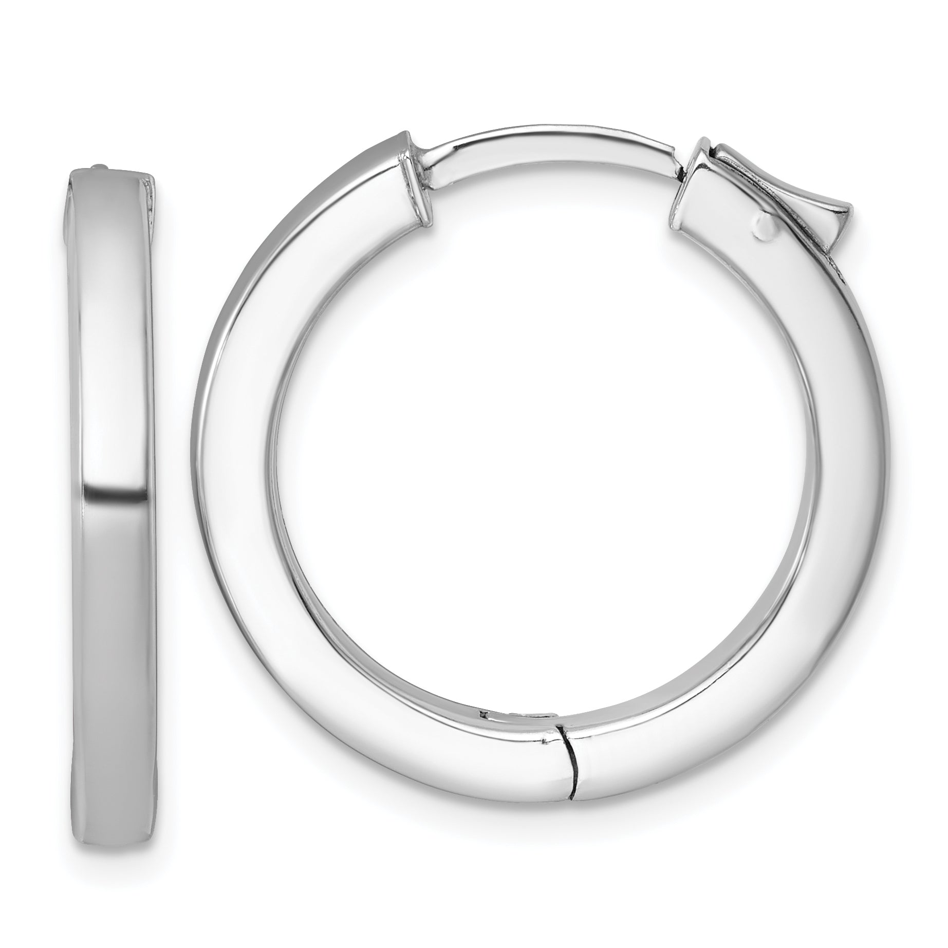 Sterling Silver Rhodium-plated Polished 3x25mm Hinged Square Tube Hoop Earrings