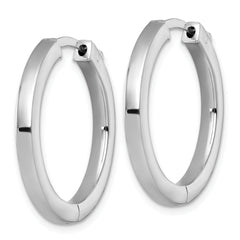 Sterling Silver Rhodium-plated Polished 3x28mm Hinged Square Tube Hoop Earrings