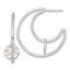 Sterling Silver Polished Textured Moveable Disc Fancy Crescent Moon C-Hoop Post Earrings