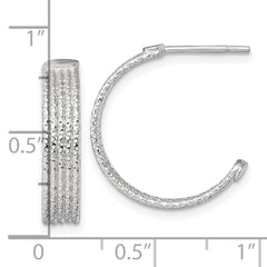 Sterling Silver Polished and Textured 20x4.5mm Post C-Hoop Earrings