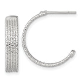 Sterling Silver Polished and Textured 20x4.5mm Post C-Hoop Earrings