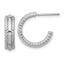 Sterling Silver Rhodium-plated Polished and Grooved 4.5mm x 15mm C-Hoop Post Earrings