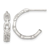Sterling Silver Polished Chain Link C-Hoop Post Earrings