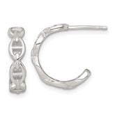 Sterling Silver Polished Anchor Link C-Hoop Post Earrings