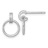 Sterling Silver Rhodium-plated Polished Circle Post Dangle Earrings