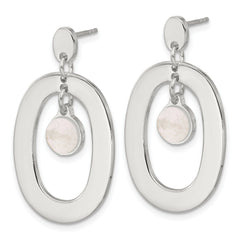 Sterling Silver Open Oval with Mother of Pearl Dangle Post Earrings