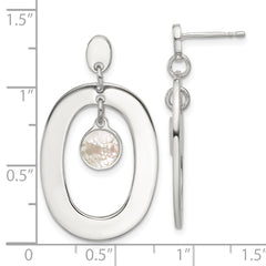 Sterling Silver Open Oval with Mother of Pearl Dangle Post Earrings