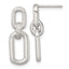 Sterling Silver Polished and Textured Fancy Rectangular Link Dangle Post Earrings