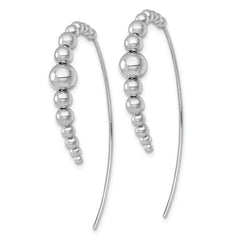 Sterling Silver Rhodium-plated Polished Graduated Beads Threader Earrings