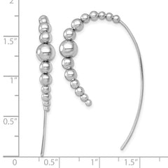 Sterling Silver Rhodium-plated Polished Graduated Beads Threader Earrings