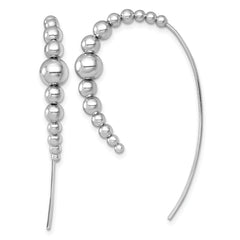 Sterling Silver Rhodium-plated Polished Graduated Beads Threader Earrings