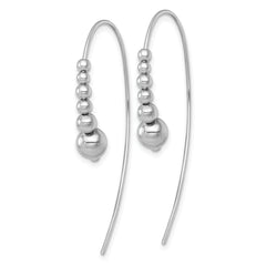 Sterling Silver Rhodium-plated Polished Graduated Beads Threader Earrings