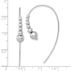 Sterling Silver Rhodium-plated Polished Graduated Beads Threader Earrings