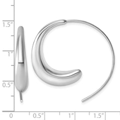 Sterling Silver Rhodium-plated Polished Graduated Circle Threader Earrings