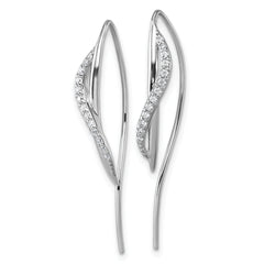 Sterling Silver Rhodium-plated CZ Swirl Polished Threader Earrings