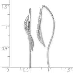 Sterling Silver Rhodium-plated CZ Swirl Polished Threader Earrings