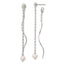 Sterling Silver Polished Fancy Freshwater Cultured Pearl on Chain and Twist Dangle Post Earrings