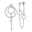 Sterling Silver Polished and Textured Multi Circle and Chain Dangle Post Earrings