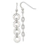 Sterling Silver Polished and Textured Four Circles Dangle Shepherd Hook Earrings