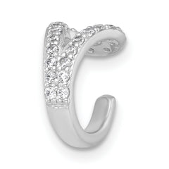 Sterling Silver Rhodium-plated Polished CZ Single Ear Cuff