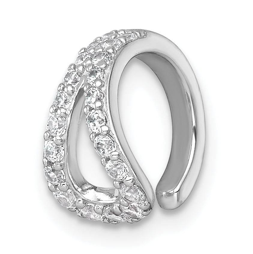 Sterling Silver Rhodium-plated Polished CZ Single Ear Cuff