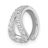 Sterling Silver Rhodium-plated Polished CZ Single Ear Cuff