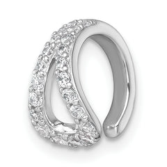 Sterling Silver Rhodium-plated Polished CZ Single Ear Cuff