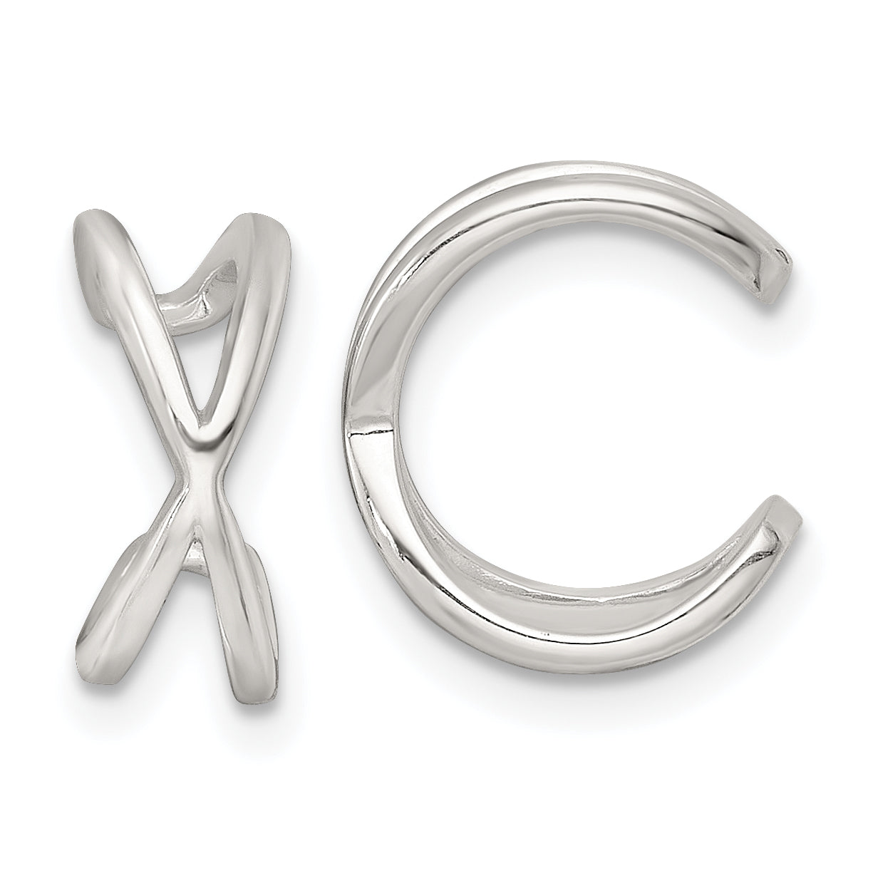 Sterling Silver Polished -X- Criss Cross Pair of Ear Cuffs