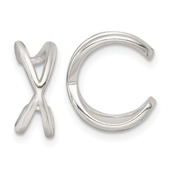 Sterling Silver Polished -X- Criss Cross Pair of Ear Cuffs