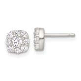 Sterling Silver Polished White CZ Cluster 6.85mm Post Earrings