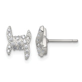 Sterling Silver Polished Fancy Ribbon CZ Post Earrings