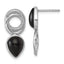 Sterling Silver Rhodium-plated Polished Black Agate Teardrop and Circle Mis-Matched Post Earrings