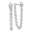 Sterling Silver Polished CZ Line Front and Back Post Dangle Earrings
