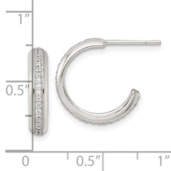 Sterling Silver Polished 16x3.5mm CZ Post C-Hoop Earrings