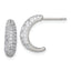 Sterling Silver Polished Pave CZ Post J-Hoop Earrings